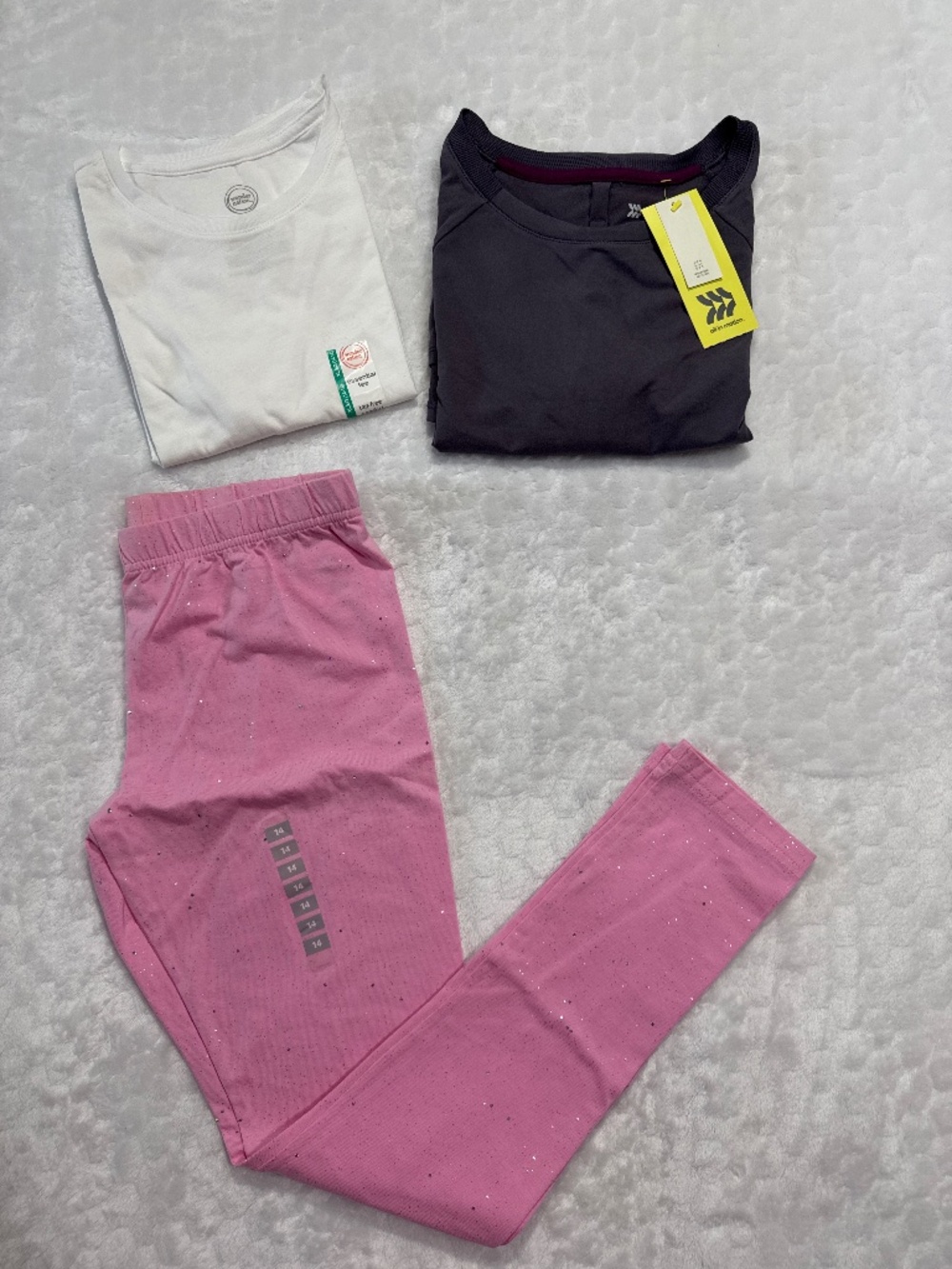 Girls bundle lot All in motion tee Oshkosh glitter leggings wonder nation 14-16